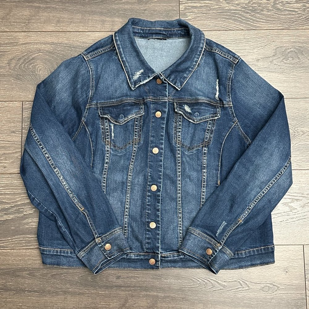 Distressed, Cropped Jean Jacket - image 1